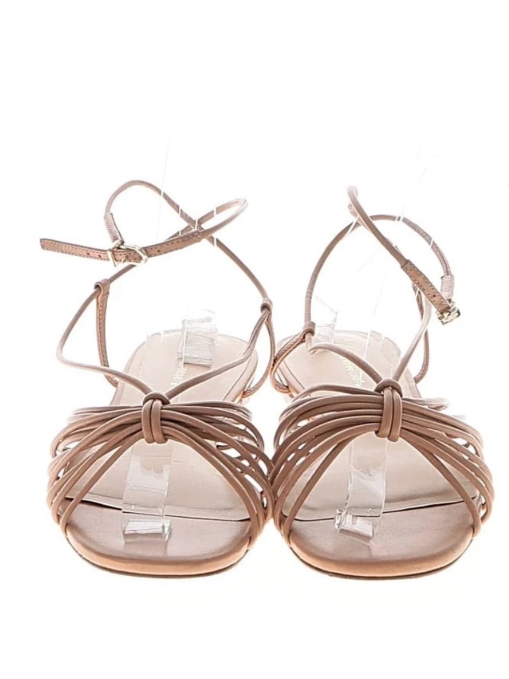 Anthropologie Beige Strappy Knot Front Ankle Strap Sandals